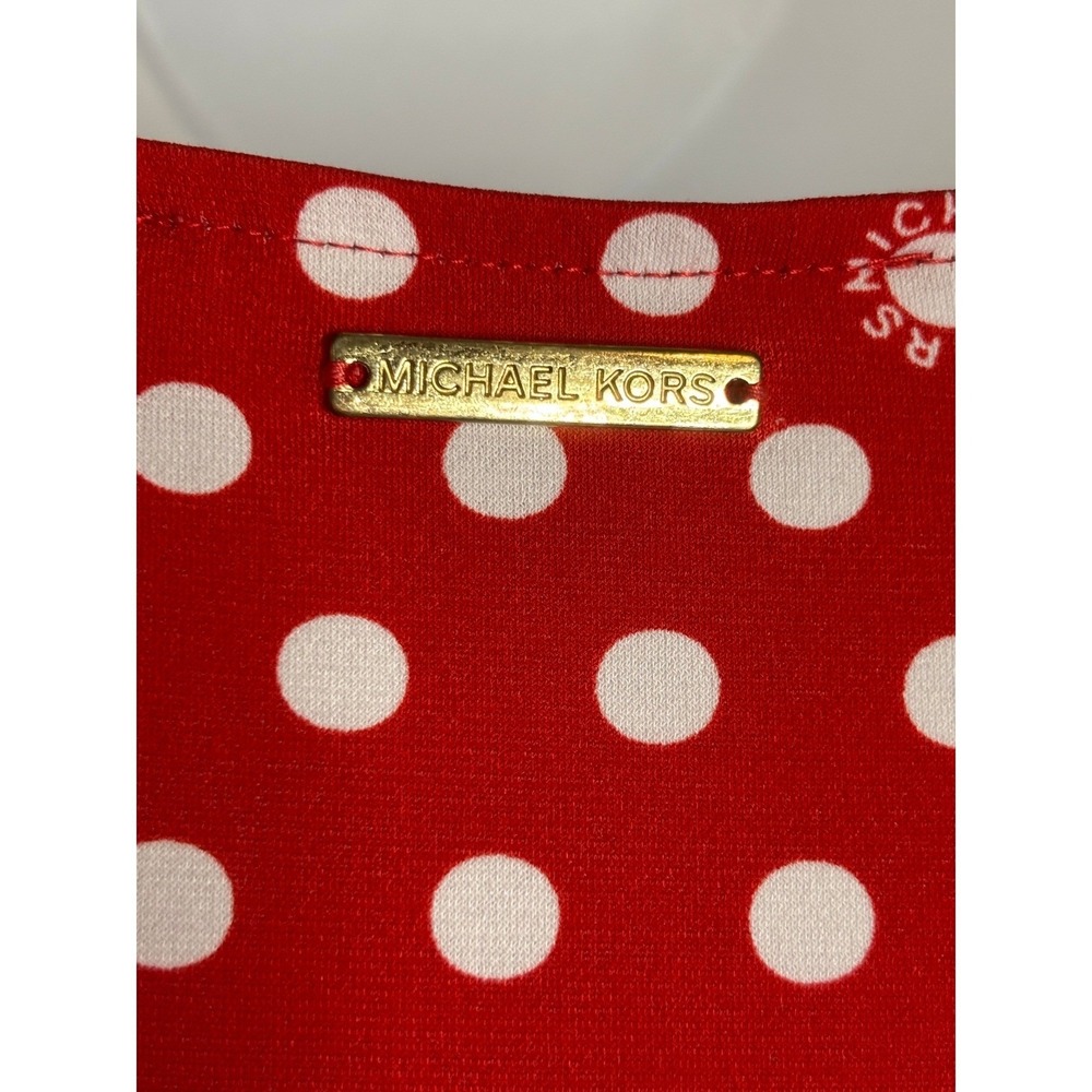 Michael Kors | Red Polka Dot Wrap Dress Ruffle Hem Cap Sleeve | XL - Picture 5 of 8